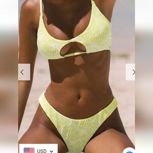 Floral Bikini Set in Yellow/green and White